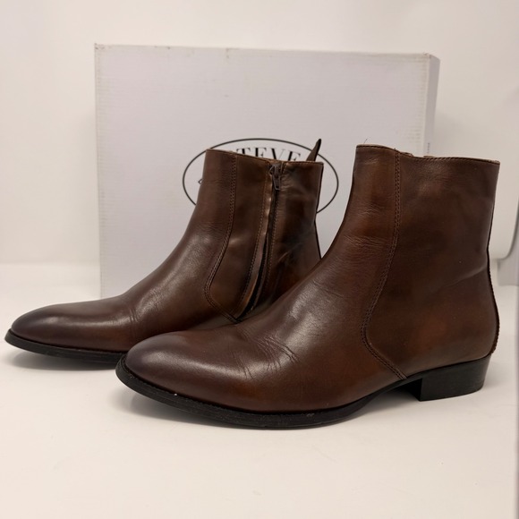 Steve Madden Santos Men\'s Brown Leather Chelsea Ankle Boots Size 7M New main image 16